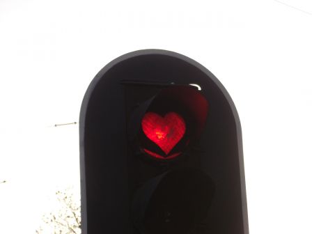 heart-shaped traffic light