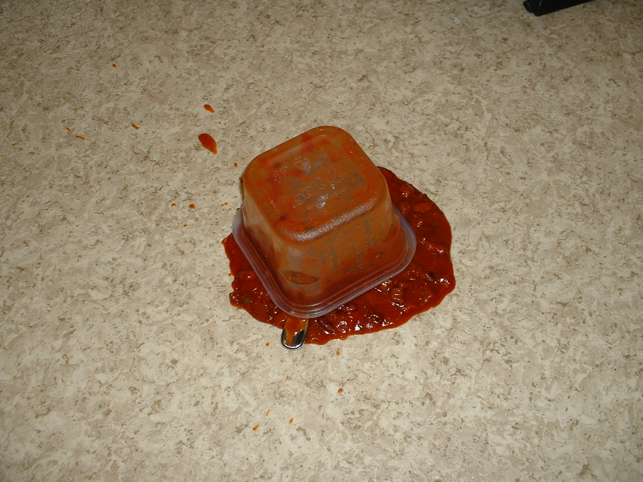 campbell’s firehouse chilli on the floor